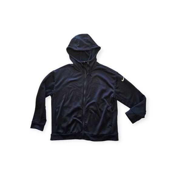 Nike Hoodie Women Medium Black Embroidered Check Swoosh Full Zip Jacket - Picture 2 of 6